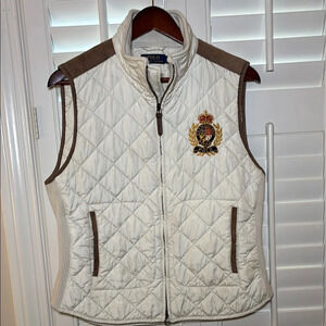 Polo by Ralph Lauren Women's Quilted Vest - White and Brown